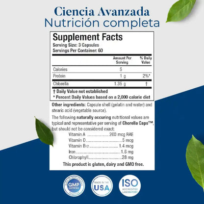 NUTRICHLORELLA - LIMPIA TU ORGANISMO, SUPLEMENTO FÁCIL DE TRAGAR, 30 CÁPSULAS